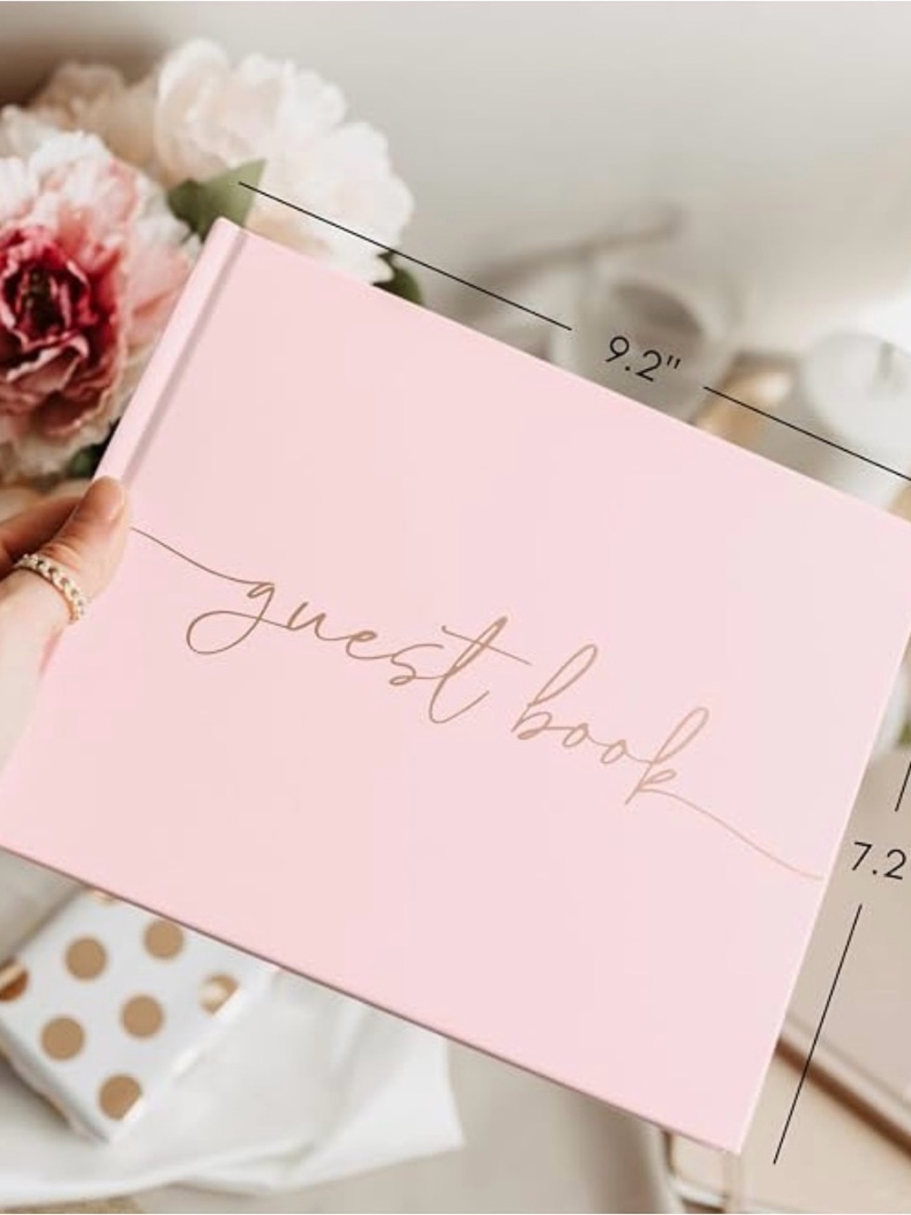 Pink Guest Book with Gold Script - Unlined Blank Pages